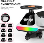 12V Electric Wiggle Car for Kids with Pedal, Display, Rechargeable Battery, LED Light, Bluetooth, Light-Up Wheels, Anti-Rollover, 2 Speeds, Ride on Toys, Birthday Gifts for Age 3+, 150Lbs