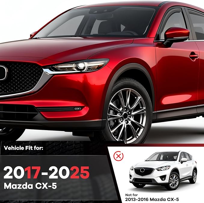 4pcs in Channel Window Rain Guards for Mazda CX-5 2017 2018 2019 2020 2021 2022 2023 2024 2025, Window Visors Wind Deflectors, Vent Shades Shield with 2pcs Side Mirror Rain Visors