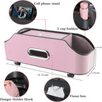 Car Back Seat Organizer with 2 Drink Cup Holder - Tissue Box and Storage Box Hook - Multi-functional Storage - Great for Kids and Travel (Pink)