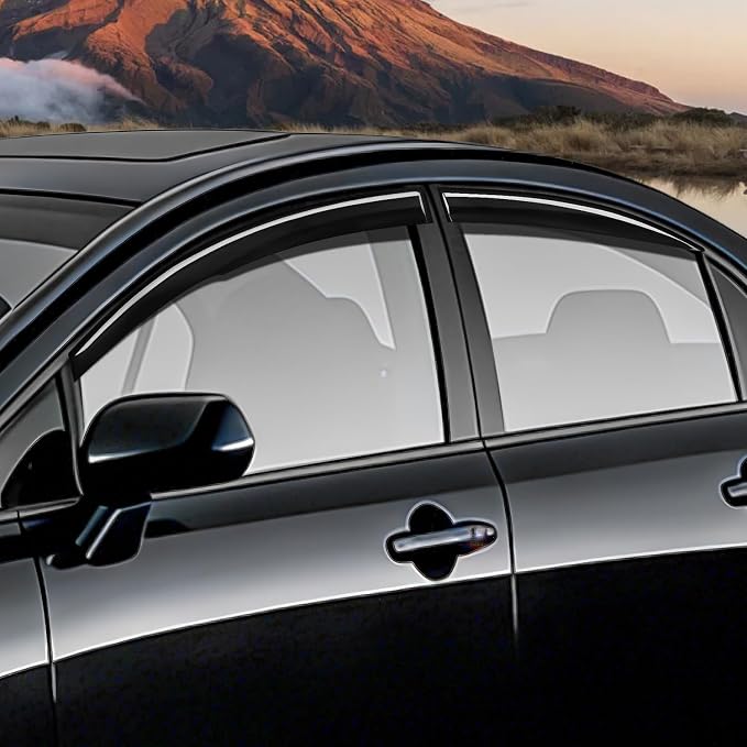 Window Visors for Honda Civic Sedan 2006 2007 2008 2009 2010 2011, Tape-On Rain Guards Outside Mount Vent Visors Window Deflectors Smoke Tint, 4PCS