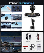 4 Channel 360° Dash Cam Front and Rear Inside Left Right, 3.16 Inch FHD 1080P IPS Dashcam Supports Night Vision, Loop Recording, 24/7 Recording Parking Mode Monitor, Reverse View