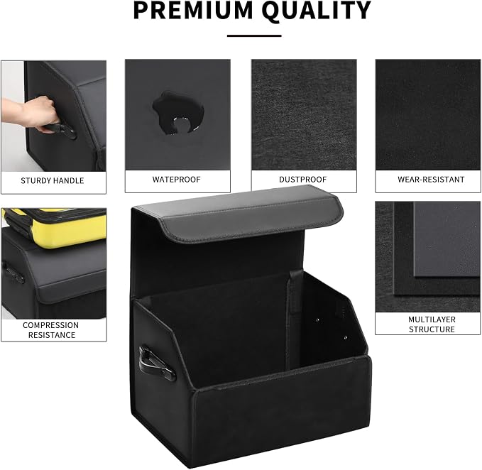Leather Car Trunk Organizer,Durable Collapsible Adjustable Compartments Cargo Storage,AK-141