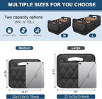 Car Trunk Organizer for SUV, Car Organizers and Storage with Reinforced Handles, Car Accessories for Women/Men 50LWaterproof Polyester Trunk Organizer, Black
