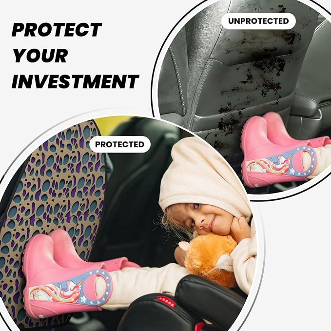 Kick Mat Back Seat Protector for Car 2 Pack Extra Large Car Back Seat Cover with 3 Storage Pockets Waterproof Seat Back Protector Repetition and Pattern Backseat Car Organizer for Trucks SUV