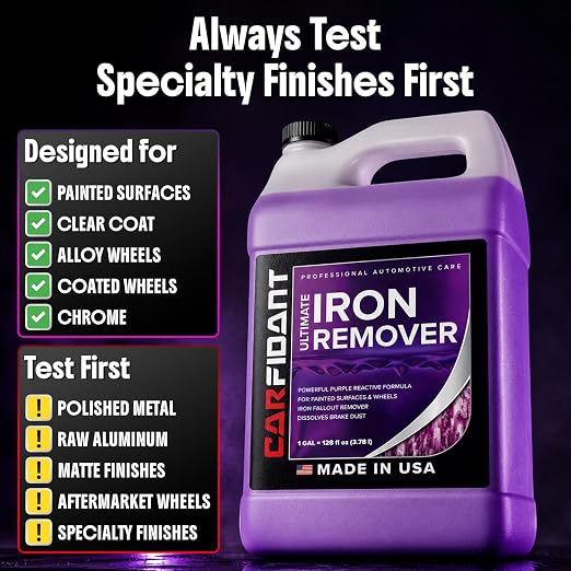 Iron Remover Car Detailing – Iron Decon Spray, Pulls Out Brake Dust, Rust & Fallout - Contaminant Removal for Car Paint & Wheels, pH Neutral Formula - 128 fl. oz.
