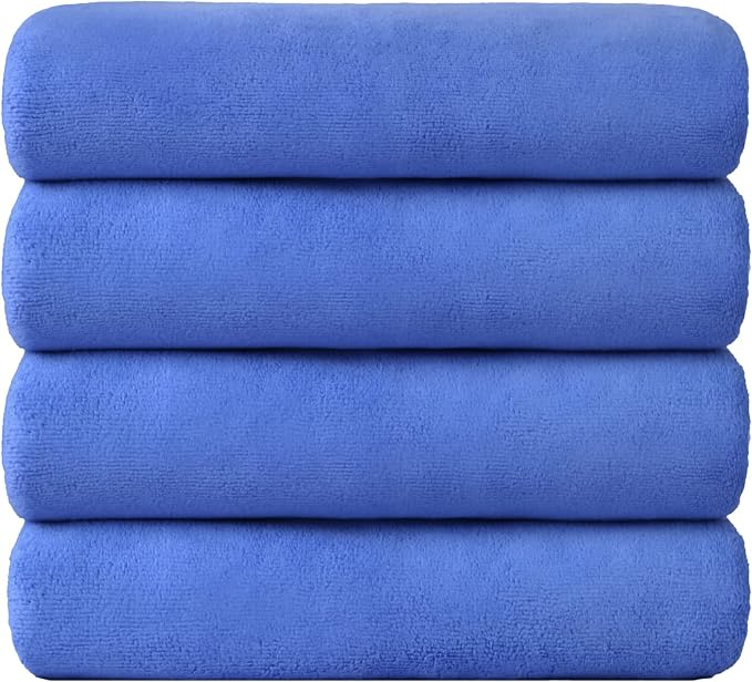 Bath Towel, Microfiber Bath Towels Set 4 Pack 30" x 60" - Large, Extra Absorbent, Quick Drying, No Fading, No Linting, Use for Hair Wrap, Bath, Swimming, Fitness, Sport, Yoga, Blue