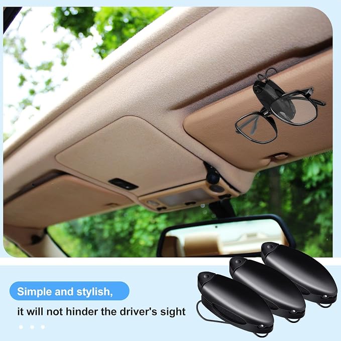 10 Pieces Auto Car Vehicle Sun Visor Clip Holder for Sunglasses Glasses Holder Hanger Eyeglasses Mount Ticket Card Clip Car Accessories(Black)