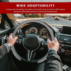 Sun Walker Carbon Fiber Car Steering Wheel Cover, 15" Anti-Slip Wear-Resistant Steering Wheel Protector Stylish Interior Decor, Ultra-Thin Comfortable Leather Wheel Cover for Women Men (Silver)