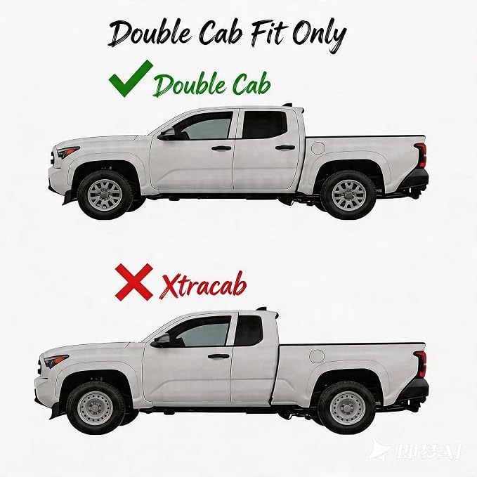 Tape-on Rain Guards for 2024-2026 Toyota Tacoma Double Cab/Crew Cab | Shatterproof, Easy Install, Extra Durable, Fits Great, High Quality, Black Auto Accessories, Side Window Deflector & Visors