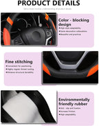 D-Shaped Flat Bottom Steering Wheel Cover for Women Girl - Stylish Car Accessory Non-Slip Car Interior Accessories (Orange)