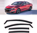 in-Channel Rain Guards for 2016-2025 Chevrolet (Chevy) Malibu, Window Visor Shields Vent Deflector Shade Wind Dark Smoke 2017 2018 2019 2020 2021 2022 2023 2024, Tape-On Outside-Mount, 4PCS