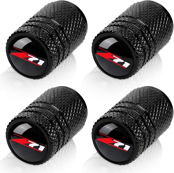 4pcs Tire Valve Stem Caps, Compatible with Chevy Z71 Series Stem Cap Universal Car Air Cover Car Accessories for Cars, SUV, Truck, Motorcycles Black