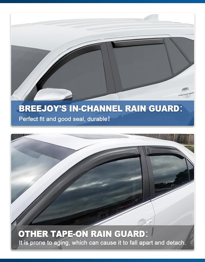 in-Channel Window Rain Guards Fit for GMC Terrain 2018-2024,Rain Guards Visors Vent Visors Window Deflector, Vent Shades Car Accessories -4 pcs