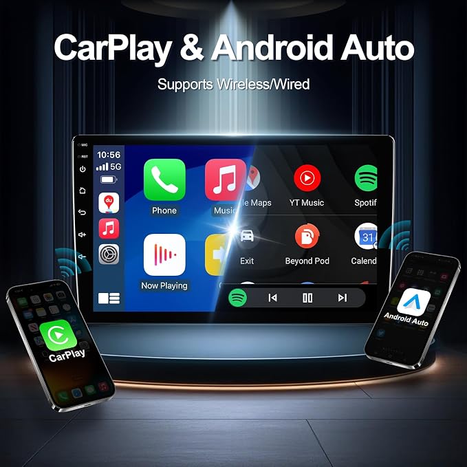 4+64G 9-inch Android 14 Car Stereo for Hyundai Santa Fe 2006-2012 IPS Touchscreen Screen Car Radio with Carplay & Android Auto Support Backup Camera GPS FM Navi BT SWC