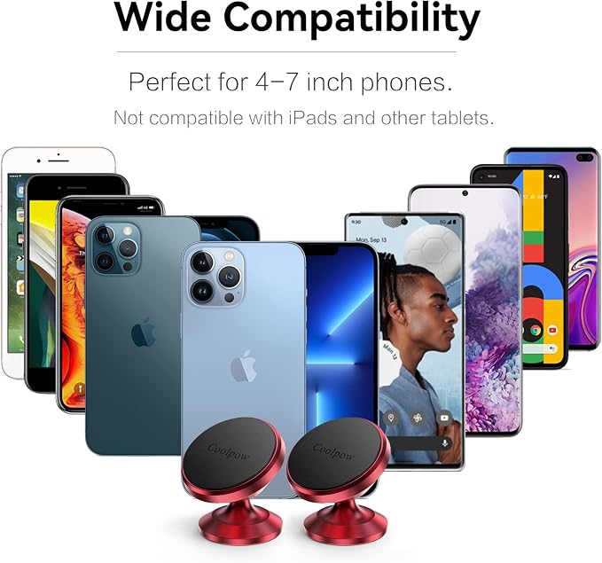 【2 Packs Magnetic Phone Holder for Car【Strong Magnet】 Phone Holders for Your Car Phone Holder Mount【4 Metal Plate】 Universal Car Accessories for Women Men for iPhone Samsung Speakerphones