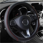 Leather Steering Wheel Cover,Anti Slip Car Steering Wheel Cover for Car Decorations & Steering Wheel Protections,Universal 15Inch Wheel Cover Car Interior Accessories for Men & Women (Black+Red)