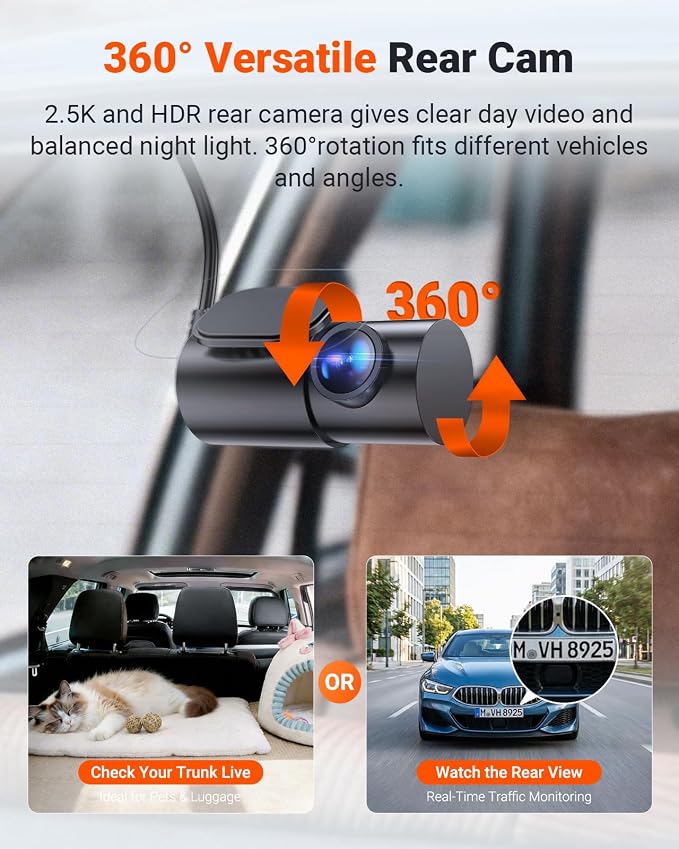 New N4S 3 Channel Dash Cam, STARVIS 2 Night Vision, Front Rear Inside Dashcam for Cars, Front and Rear Dual Channel, PlatePix Tech, Parking Mode, Wi-Fi, GPS, 2" IPS, Support 1TB (RC18)