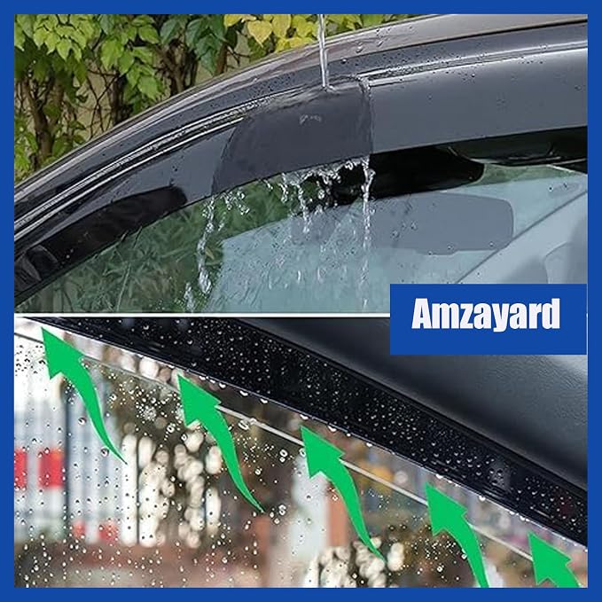 Window Visors Rain Guards for 2009-2024 Dodge Ram 1500 (19-24 Classic Body) | 10-25 Ram 2500/3500, Crew Cab Only, Window Deflectors, Vent Visor, Sun Shades, Window Shields, Truck Accessories, Dark Smoke