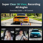 4 Channel Dash Cam 3K Front and Rear Inside 560° Coverage with Magnetic Side Cameras Car Camera with 3.18”Touch Screen 24/7 Parking Mode 5.8GHz WiFi GPS Voice Control (No SD Card)