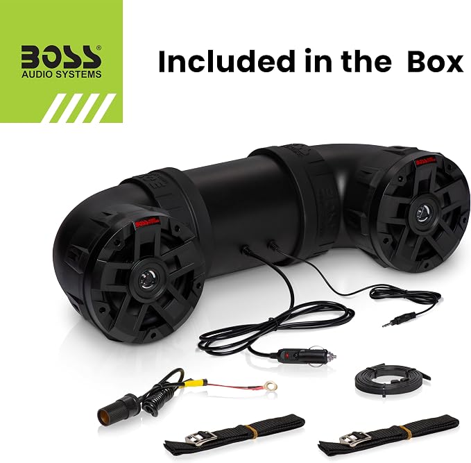 ATV6.5B ATV UTV Weatherproof Sound System - 6.5 Inch Speakers, 1.5 Inch Tweeters, Built-in Amplifier, Bluetooth, Easy Installation for 12V Vehicles