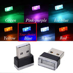 4Pcs Blue USB Car Interior Atmosphere Lamps, Universal Mini Led USB Lights for Car Decoration, Lighting