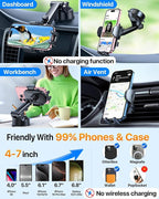 【Upgraded Strongest Suction & Pro Military-Grade】Ultimate Car Phone Mount【360°Rotatable Suction】Cell Phone Holders Truck Stand for Dashboard Windshield Vent for iPhone 17 Pro Max 16 Samsung,Light Blue