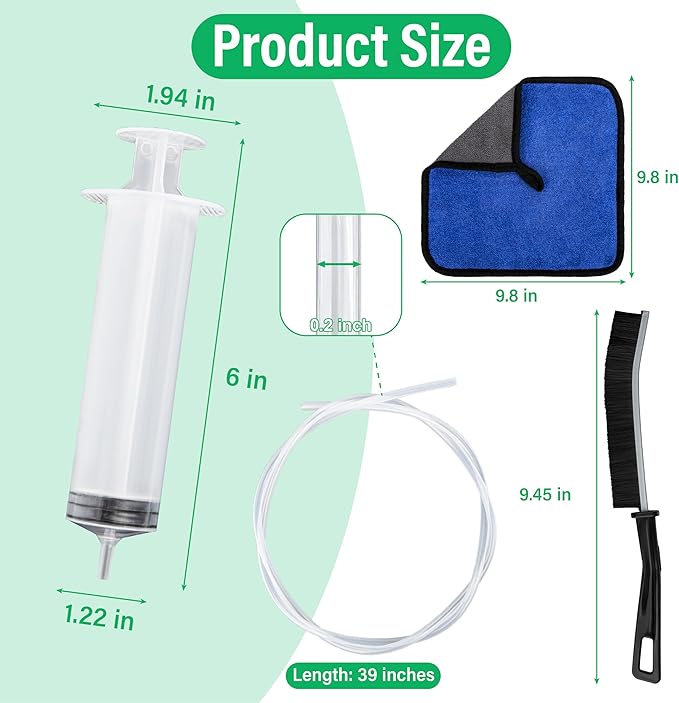 Auto Sunroof Drain Cleaning Tool, 120 Inch Flexible Drain Brush, Sunroof Drain Cleaner with Pipe Cleaning Brush, Injector Hose and Crevice Brush, Cleaning Tool for Drains, Sewers, Windshields