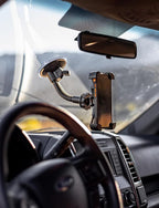 Mammoth Truck Windshield Phone Mount, Vibration Absorbing Car Phone holder with One-hand Quick Release, Double-ribbed Gooseneck, Expandable Claw Grip, 360 rotation, Extra Large Suction Cup