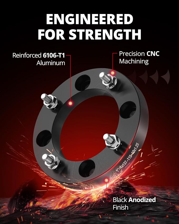 4x137 Wheel Spacers Compatible with EZGO EZ GO Golf Cart Club Car ATV, 1 inch Lug Centric Wheel Spacer 4 pcs 4x137 mm with 110 Hub Bore M10x1.25 Stud, Not Hubcentric Black