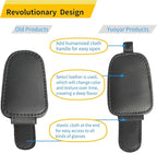 Magnetic Leather Sunglasses Holder for Car, 2 Packs (Black) | Magnetic Car Visor Accessories