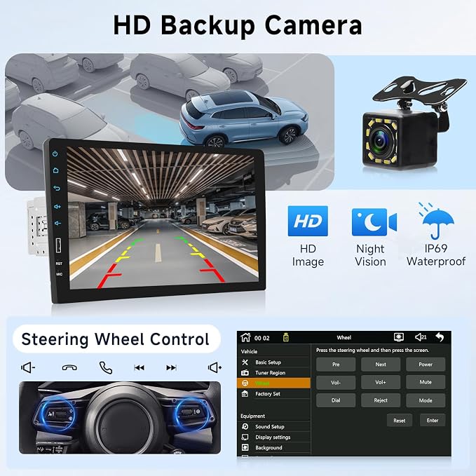 Single Din Car Stereo with Wireless Carplay & Android Auto-9 Inch IPS Touch Screen Radio with Bluetooth GPS, Mirror Link, FM Radio,SWC/USB/DSP+ Backup Camera