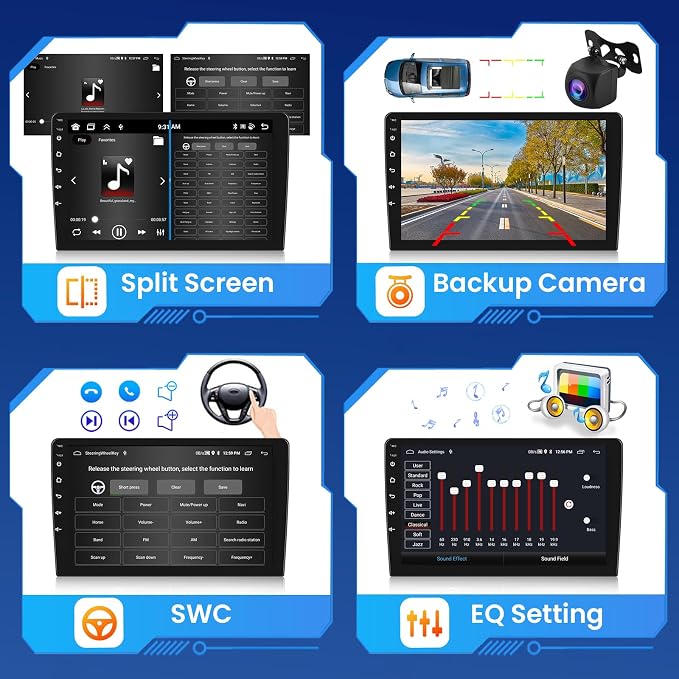5Ghz WiFi 2G+64G Android 15 Car Radio for Toyota Corolla EX 2005-2012 with Wireless Carplay/Android Auto, 9 Inch IPS Touchscreen for Corolla Stereo with GPS Bluetooth FM/RDS SWC AHD Backup Camera MIC