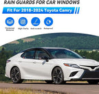 4pcs Front+Rear Smoke Tint Sun/Rain Guard Compatible with 2018-2024 Toyota Camry Outside Mount Tape-On Vent Window Visors 2019 2020 2021 2022 2023
