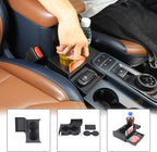 Center Console Cup Holder Organizer Compatible with Ford Maverick 2022-2026 | Front Seat Armrest Storage Box Dual Cupholder Insert Expander Tray Drink Water Bottle Holder with Mat Interior Accessories