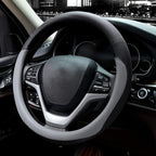 Microfiber Leather Steering Wheel Covers Universal 15 inch (Gray)