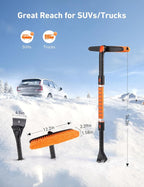 39.37" Ice Scrapers for Car Windshield and Snow Brush with Foam Grip and 360° Pivoting Brush Head for Christmas Car Auto Truck SUV(Orange)