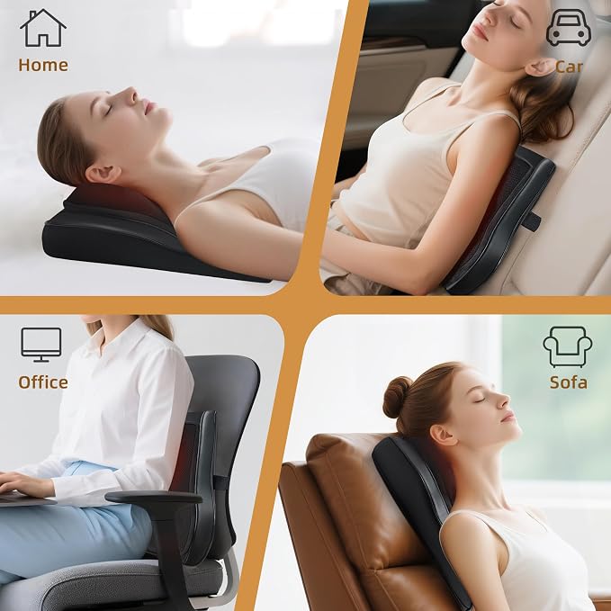 Back Massager with Heat, Shiatsu Chair Cushion for Lower Back | Upper & Lower Back 2-Level Heat, 16 Nodes Bidirectional Deep Kneading, Removable Washable Cover, Universal Fit for Mom, Dad