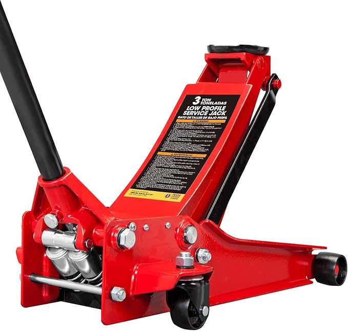 3 Ton Low Profile Hydraulic Floor Jack, Dual Pump 6600lbs Heavy-Duty Steel, 3.125"-20" Lift for Cars/Trucks/SUVs w/Overload Protection & 1-Yr Warranty