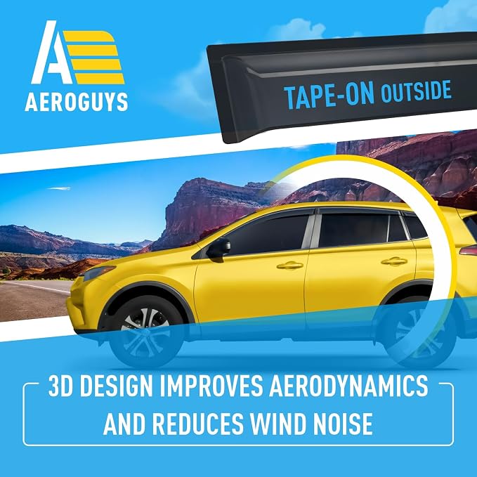 Extra Durable Window Deflectors Tape-On Window Visors Rain Guards Fit for Toyota RAV4 2013-2018, Sun Visors, Wind Vent for Shades, Exterior Car Accessories - 6pcs. AG0245