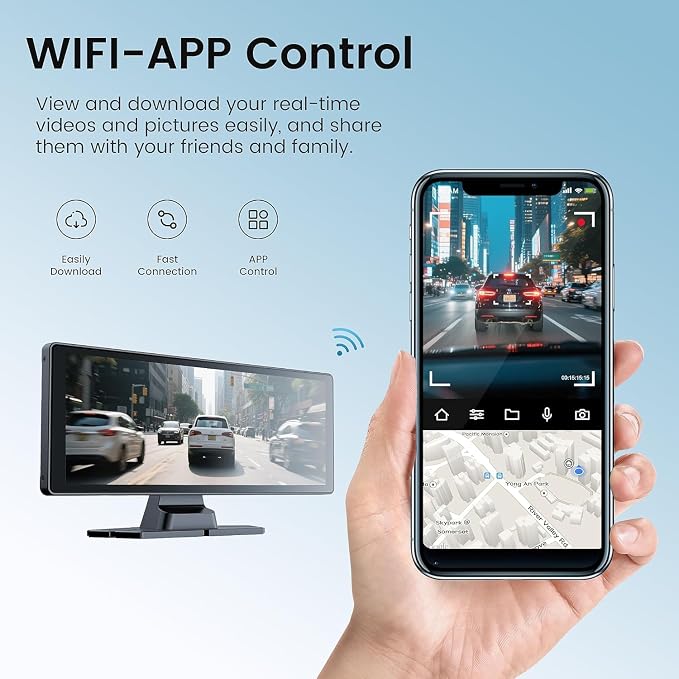 11.26" Carplay Screen for Car,4K Dash Cam,Portable Tablet for Apple Android Auto,Voice Touch Control GPS Navigation,Stereo Audio Radio,Rear Backup Camera,Bluetooth,Wireless Mirror for Truck