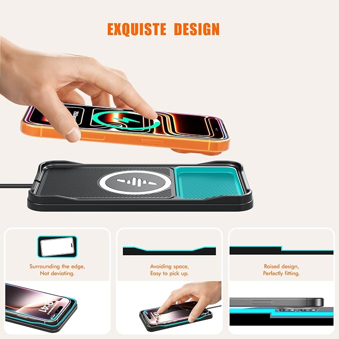 Pad for iPhone17/16/15/14/13/12, Non Slip Fast Wireless Charging Pad for Car Dashboard Console, Portable USB A Wireless Phone Charger for Vehicle Travel Office