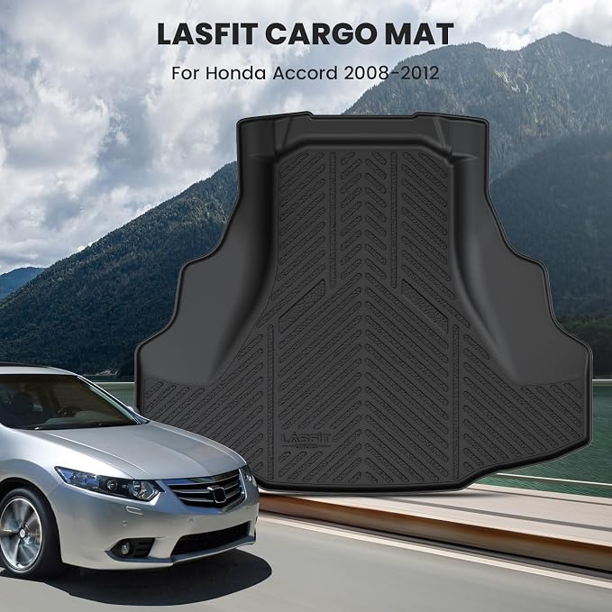 Cargo Mat for Honda Accord 2008-2012, All Weather TPE Custom Fit Pet Friendly Easy Clean Trunk Mat Cargo Liner Accessories, Black