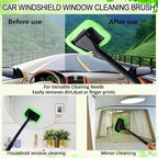 Car Windshield Cleaning Tool, Windshield Cleaner with 5 Washable and Reusable Microfiber Pads and Extendable Handle, for Auto Glass Wiper (Green)