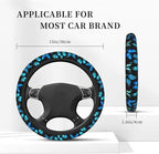 Blue Butterfly Steering Wheel Cover for Women, Universal Auto Steering Wheel 14-15 Inch Car Interior Accessories with 2PCS Car Coasters, Suitable for Men and Women
