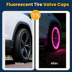 20 Pcs Glow in The Dark Tire Valve Caps Fluorescent Tire Valve Stem Caps, Cool Car Present for Universal Decoration Accessories for Car SUV Bicycle Motorcycles Trucks (Pink)