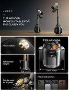 Cup Holder Phone Holder [No Shaking] Phone Holder for Car, 360° Adjustable iPhone Holder Car Accessories for Women Truck Jeep Golf for iPhone 17 Pro Max 16 15 14 Samsung S25 All 4-7'' Phone
