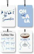 Coquette Blue Summer Car Air Freshener 4 Pcs Coconut Scented, Italian Summer Beach Car Accessories Mirror Decor for Women, Girly Beachy Hanging Air Freshener for Cars Closet Drawer Books