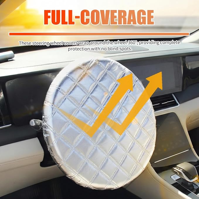 Car Steering Wheel Cover Sun Shade,3-Layer Aluminum Film Car Wheel Cover Protects Against Sun Damage,Universal Sterring Wheels Covers Cars Accessories for Cars,SUVs
