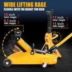 2 Ton Floor Jack with Jack Stands, Heavy Duty Steel Hydraulic Racing Floor Jack with Single Piston Quick Lift Pump, Hydraulic Trolley Service Car Jack, Orange