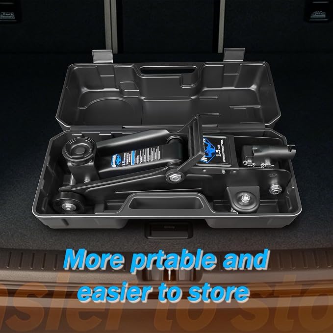 Low Profile Floor Jack 1.5 Ton (3000 lbs), Heavy Duty Hydraulic Car Jack with Storage Case, Single Piston Quick Lift Pump, 135-305mm (5.3"-12") Lifting Range（1.5T with case）
